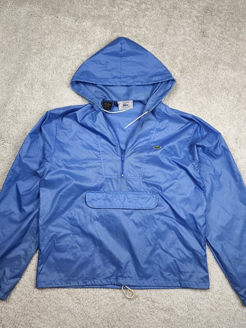 IZOD X Lacoste Nylon Jacket Mens Size Medium Hooded Drawstring Vintage VTG Y2K